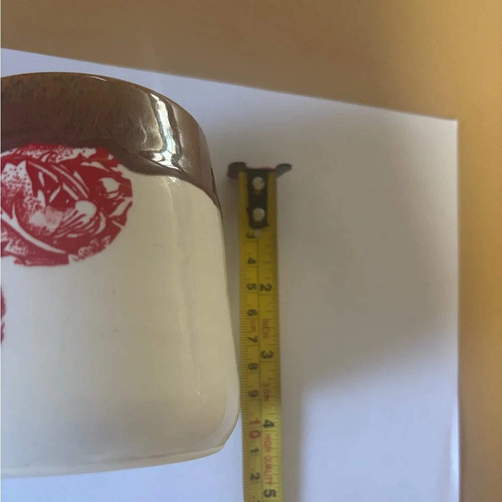 Studio pottery handmade stenciled coffee mug